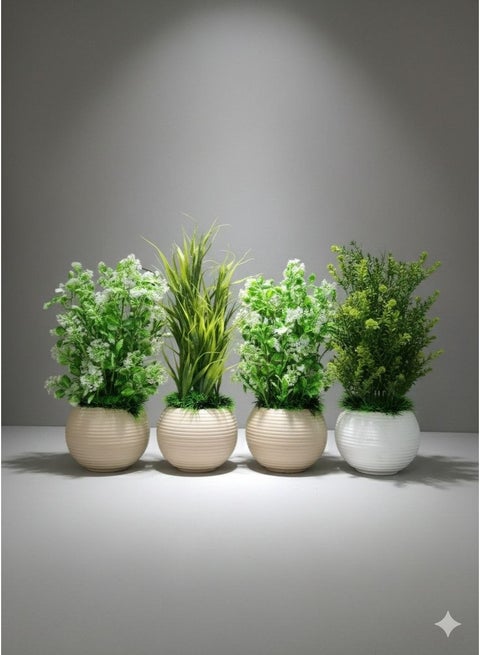 Artificial Plant in Wavy Pot – Home & Office Decor – Break-Resistant